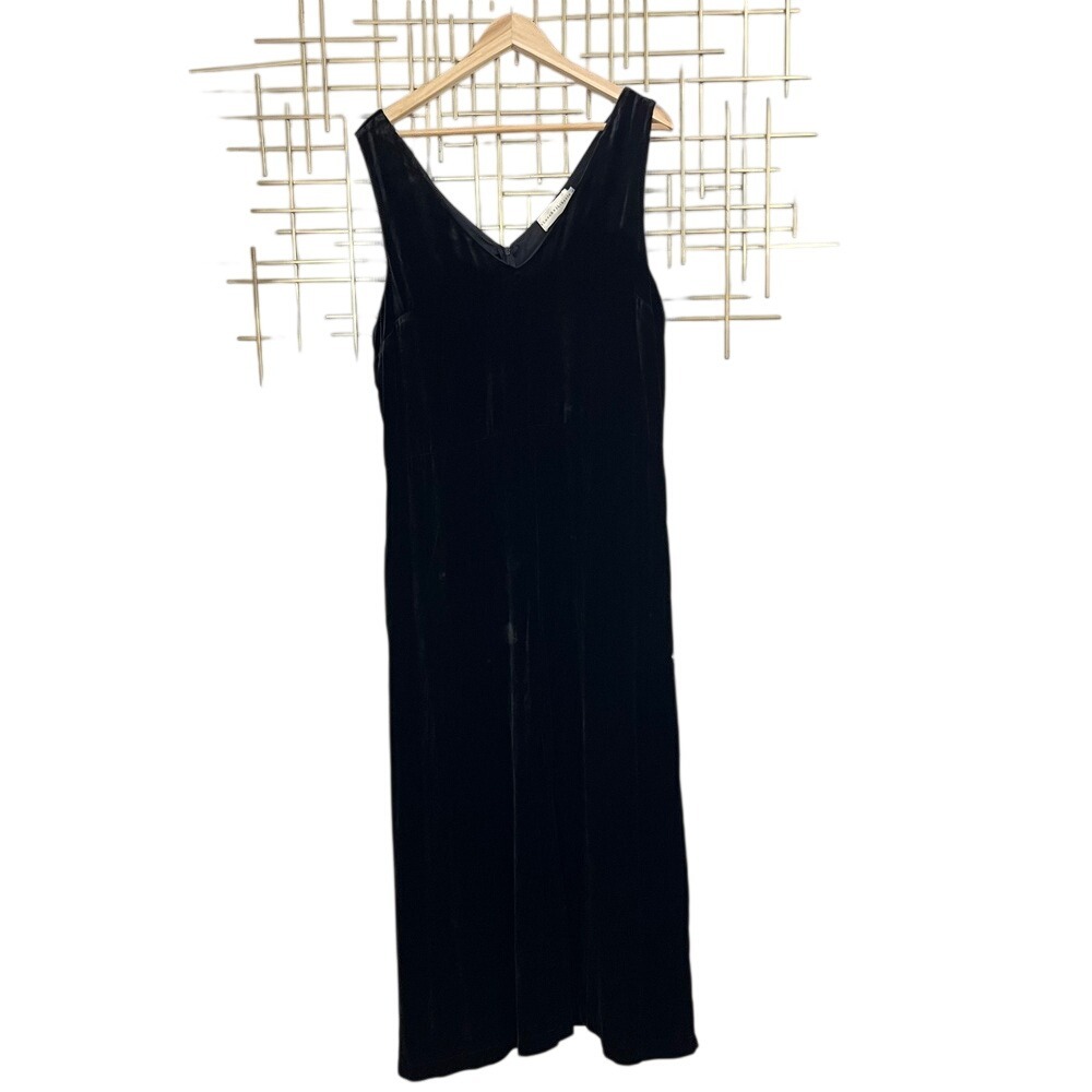 Love and Liberty Black Velvet Cropped Jumpsuit Johnny Was V Neck L‎